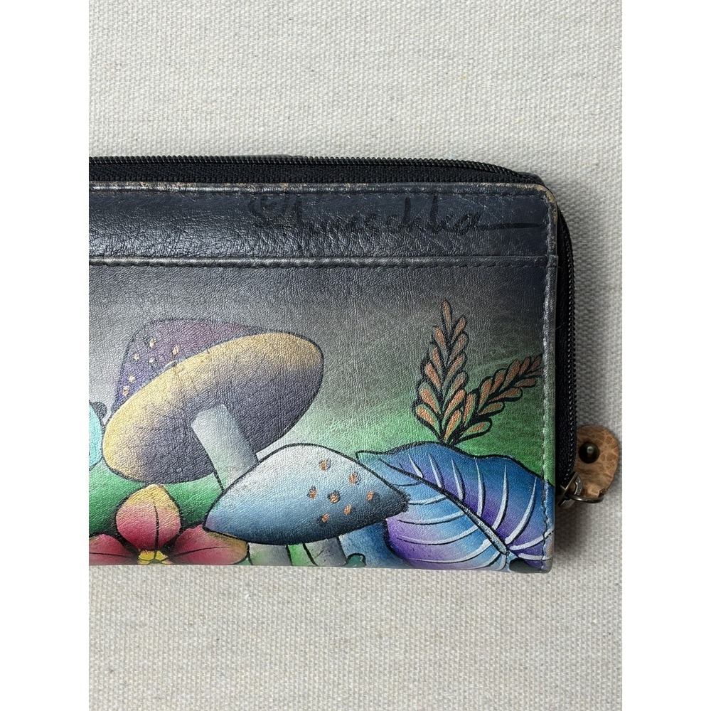 Anuschka Hand-Painted Multicolor Cat Floral Wallet - Picture 3 of 9